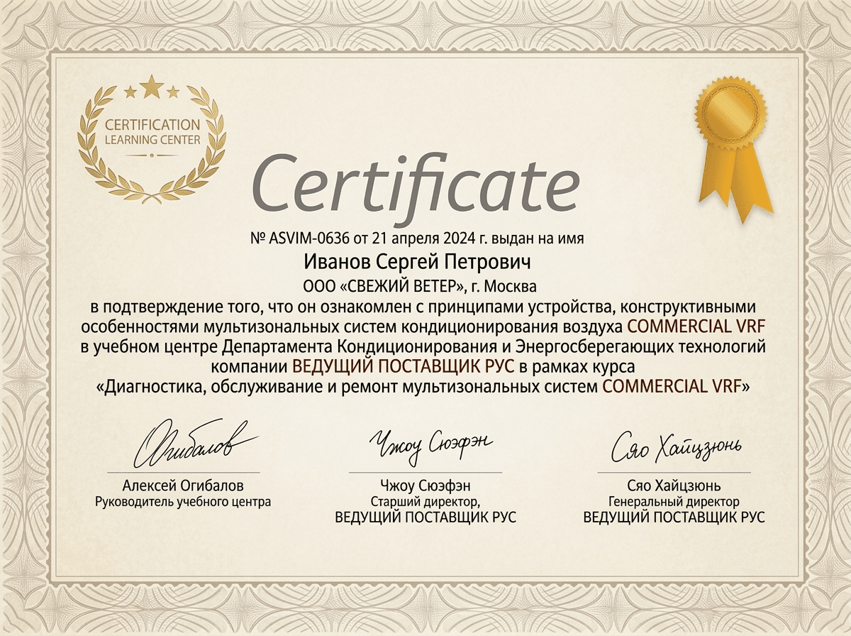 Сертификат авторизованного сервисного центра Smeg